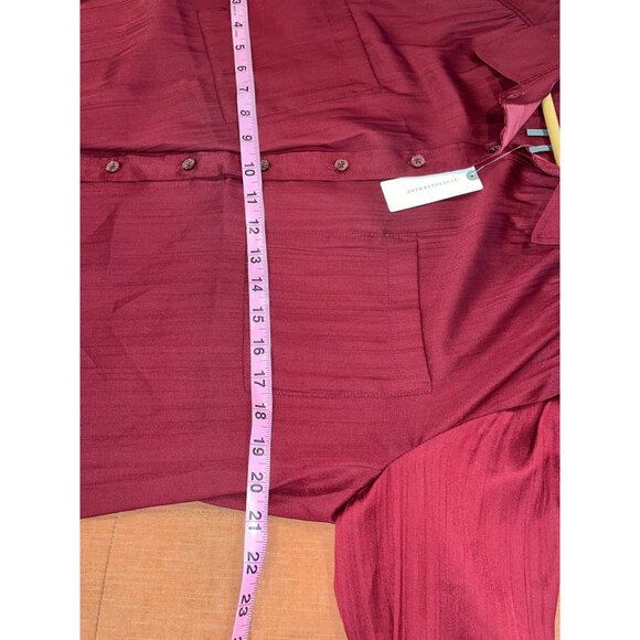 NWT Anthropologie Relaxed Button Down Shirt Wine Womens L Large - Picture 11 of 13